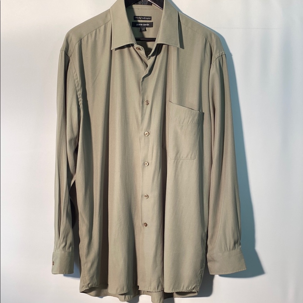 Pierre Cardin Sage Green Casual Button Down Shirt
